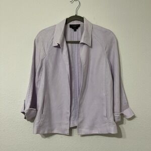 Talbots 100% Linen Lavender Blazer Jacket M Lightweight Open Front Summer